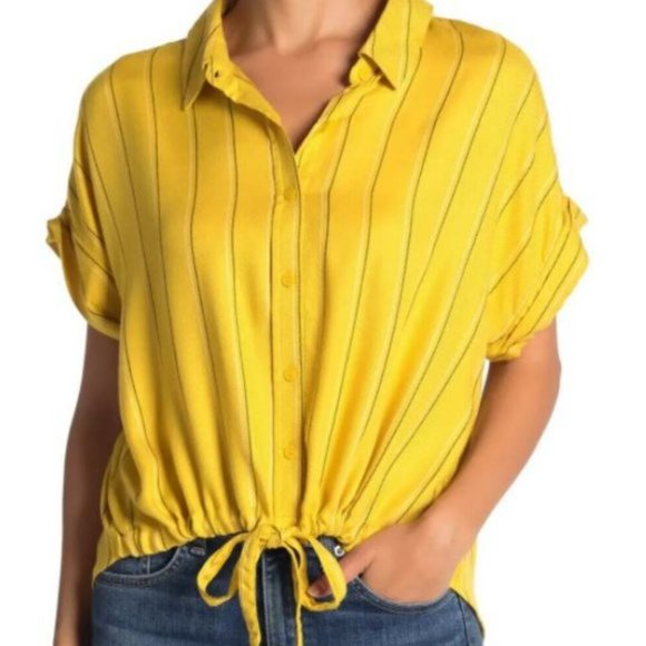 Sanctuary Tops - SANCTUARY Borrego Striped tie-front shirt